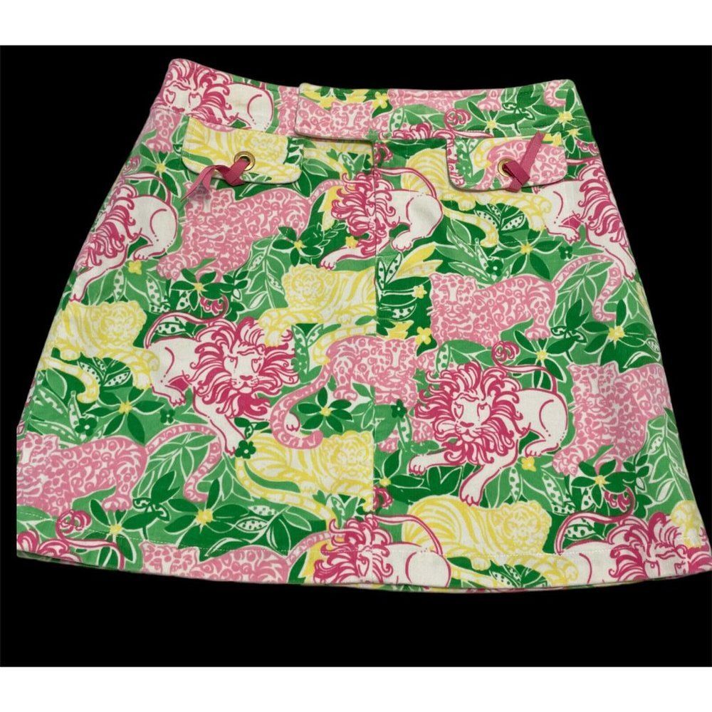 Lilly Pulitzer Animal Crackers Floral Lion Corduroy skirt womans sz 4 tropical
